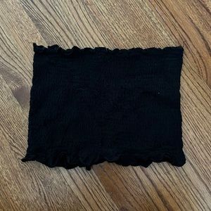 Brand is Cotton Candy LA, black ribbed tube top, size S/M